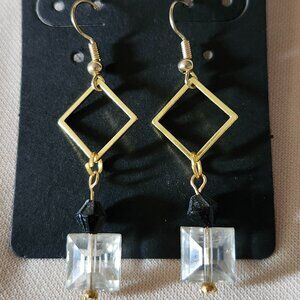 Gold Rhombus Dangle Earrings